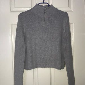 Cropped, quarter zip sweater